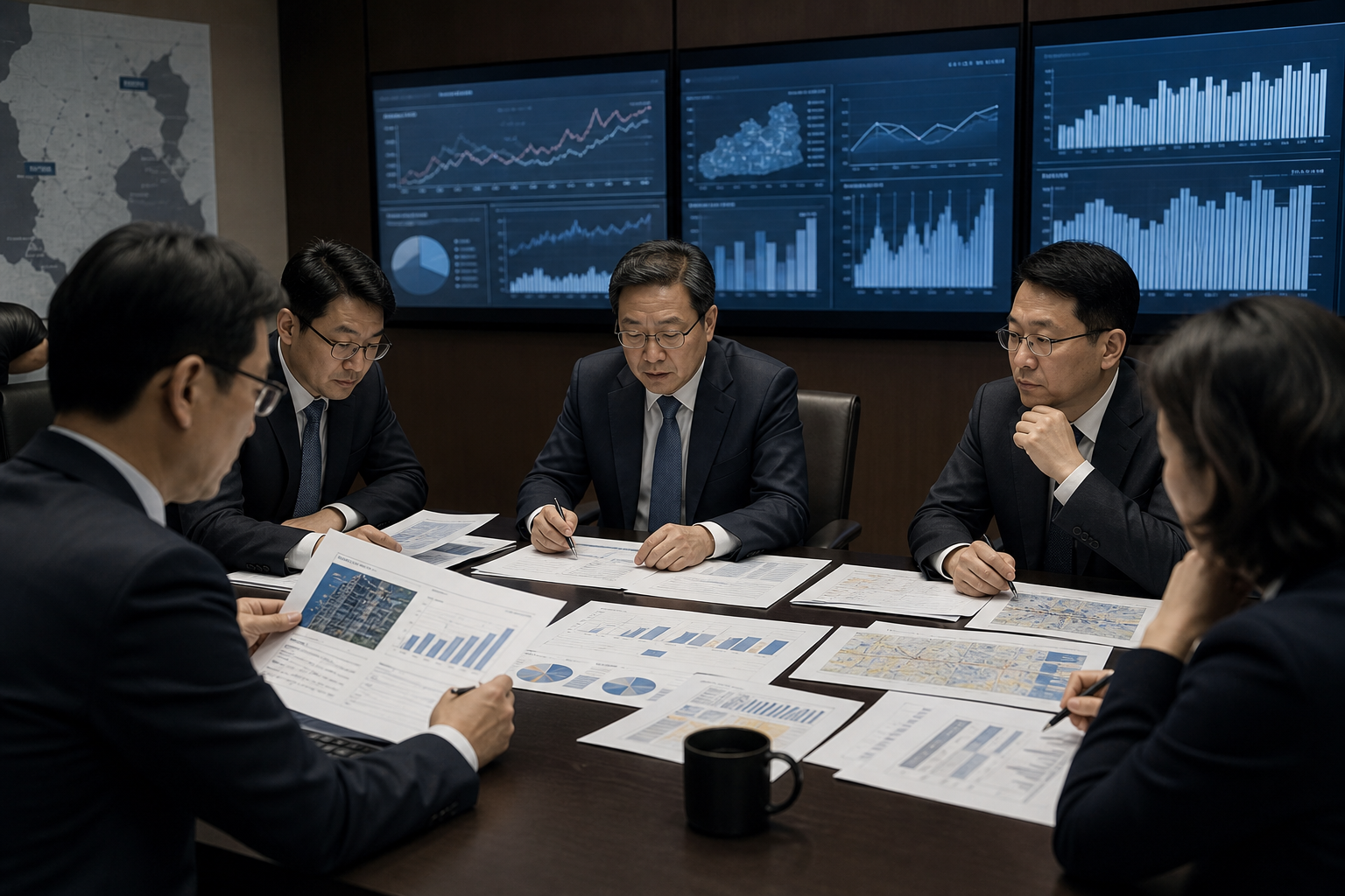 금융권과 정책 담당자가 주택시장 대출 리스크를 검토하는 이미지